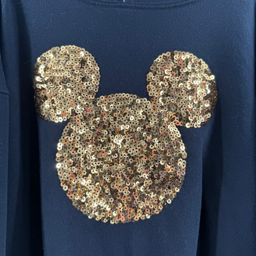 Disney Mickey & Friends Mouse Sweatshirt Juniors SZ Medium Sequin Hoodie Black - Picture 5 of 15